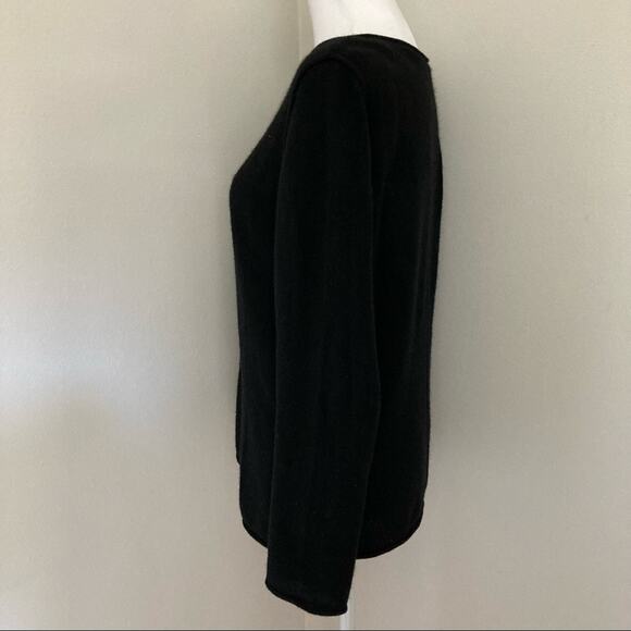 Uniqlo Cashmere Sweater Black  size S Boat Neck Knit Exposed Seams - Picture 4 of 7